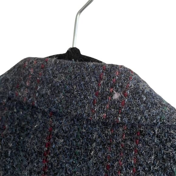 HARRIS TWEED Vintage Hand Woven Wool Sports Coat Jacket Blazer Navy Blue 40R - Picture 9 of 11